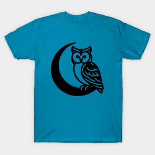 Owl on Crescent Moon T-Shirt